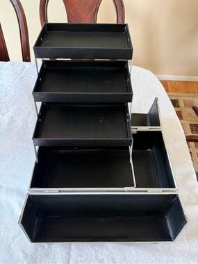 Arbonne Black Fold-Out Multi-Tier Makeup Organizer